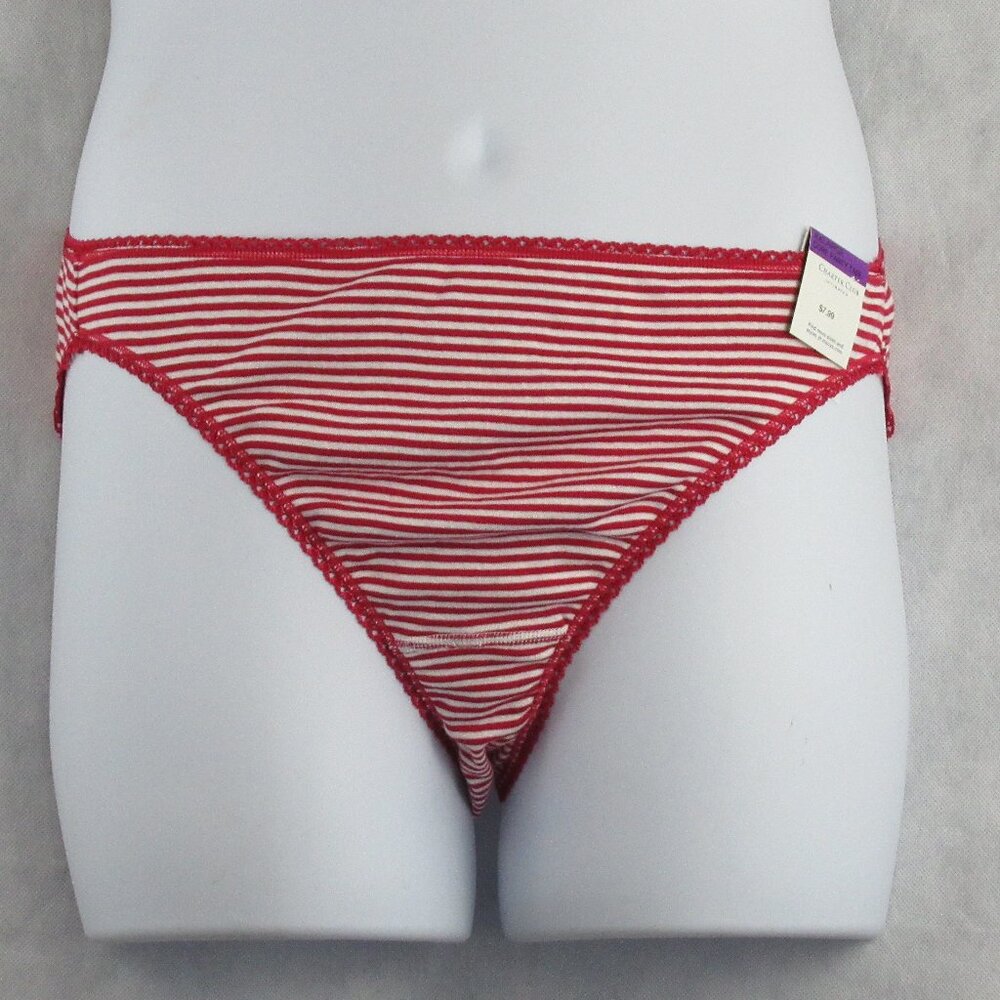 Charter Club Women's Everyday Cotton Bikini Panty, Red White Stripe, XXL